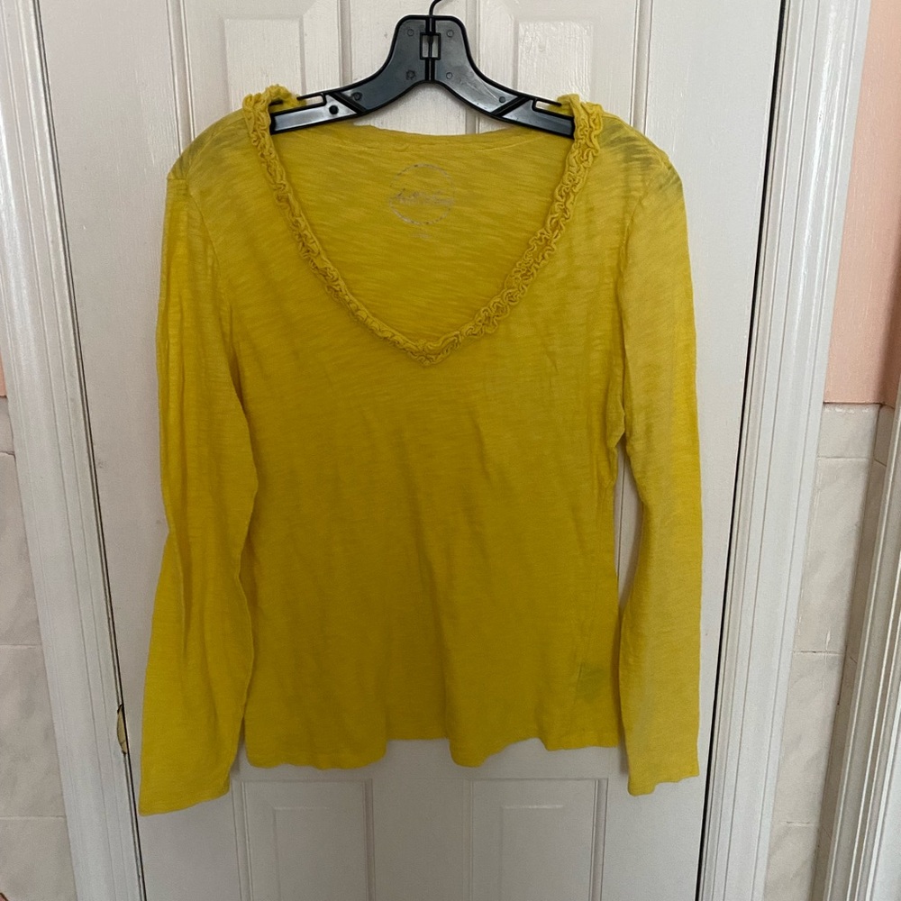 Yellow Ruffle Long Sleeve Tee